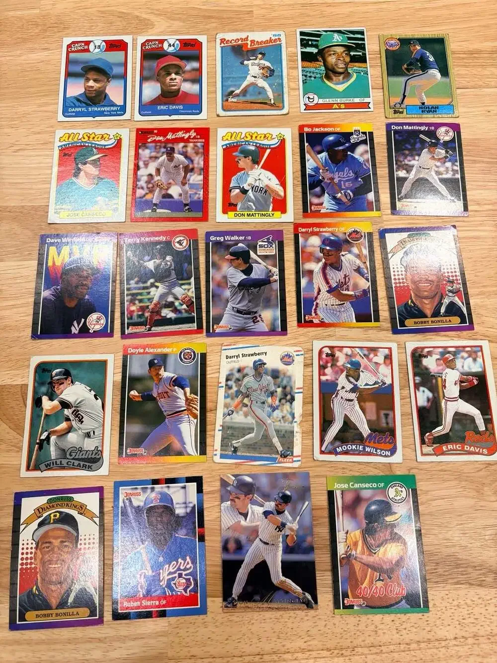 20 Vintage Major League Baseball Trading Cards (1988-1989 Topps, Donruss, Fleer)